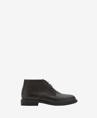 MANGO - Men's Lace-Up Leather Ankle Boots