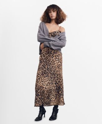 MANGO - Women's Leopard-Print Open-Back Dress