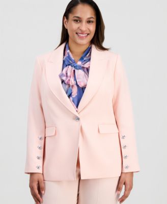 Tahari ASL - Plus Size Peak-Lapel One-Button Jacket