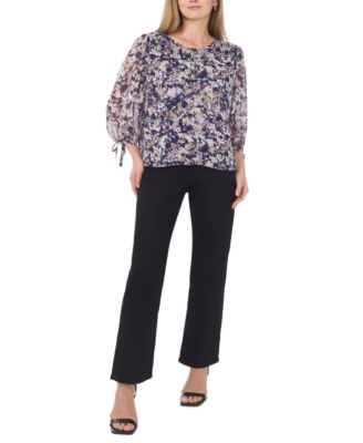 Sam & Jess - Women's Crewneck Tie-Sleeve Blouse