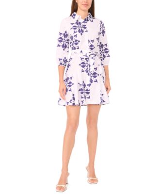 MSK - Petite Collared Button-Front Shirtdress