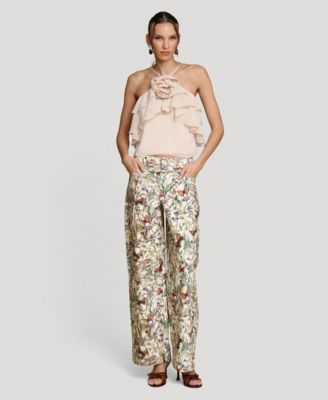 Avec Les Filles - Women's Ruffle Halter Neck Top