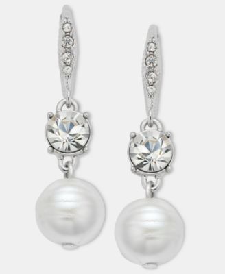 Givenchy - Crystal & Imitation Pearl Double Drop Earrings