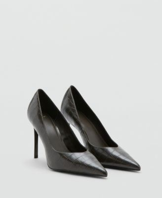 MANGO - Women's Croc-Effect Heeled Shoes