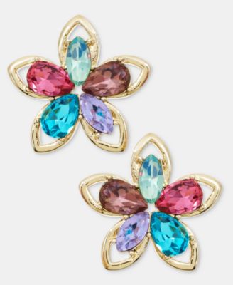 KARL LAGERFELD PARIS - Multicolor Crystal Flower Stud Earrings