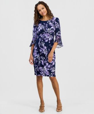 Connected - Petite Printed Side Tab Sheath Dress