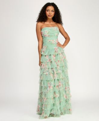 B Darlin - Women's Strapless Pleated Gown