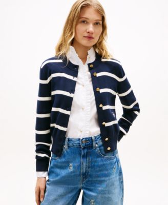 Tommy Hilfiger - Women's Monogram Script Striped Cardigan