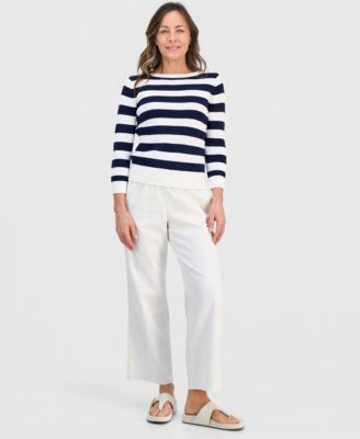 Style & Co - Petite Twill-Tape Wide-Leg Pull-On Pants