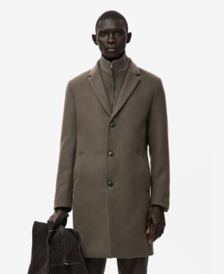 MANGO - Men's Detachable Inner Collar Wool Coat