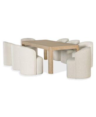 Marcel 9-Pc. Wood Rectangular Table and Upholstered Barrel Side Chairs Dining Set image