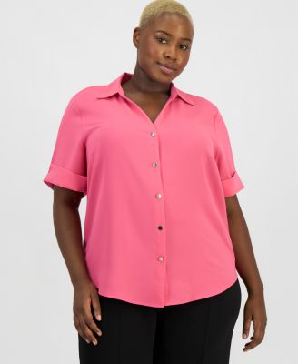 Anne Klein Essentials - Plus Size Button-Front Shirt