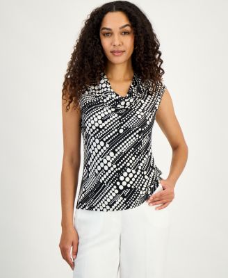 Kasper - Women's Printed Cowlneck Top, Regular & Petite