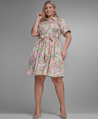 KARL LAGERFELD PARIS - Plus Size Printed Collared Dress