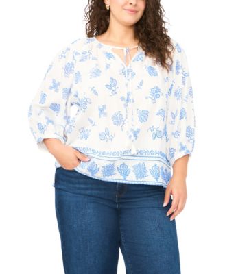 Vince Camuto - Plus Size Tie Neck Pull-On Top