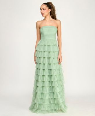 B Darlin - Women's Strapless Ruffle Mesh Gown