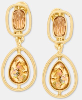Anne Klein - Double Stone Clip-On Drop Earrings