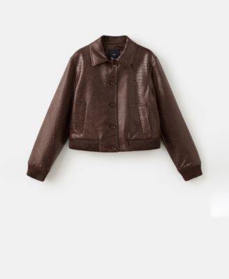 MANGO - Women's Croc-Effect Bomber Jacket