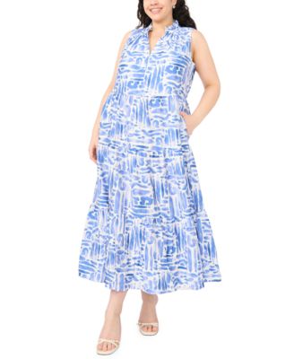 MSK - Plus Size Tiered Split Neck Maxi Dress