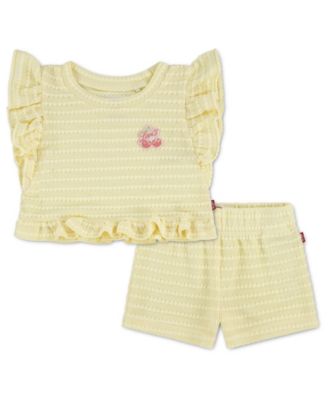 Levi's - Baby Girls' Ruffle Top and Shorts, 2-Piece Set