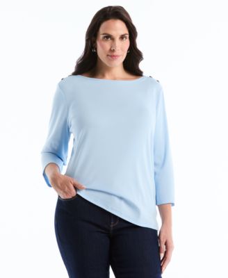 Rafaella - Plus Size Boat Neck Pull-On Top