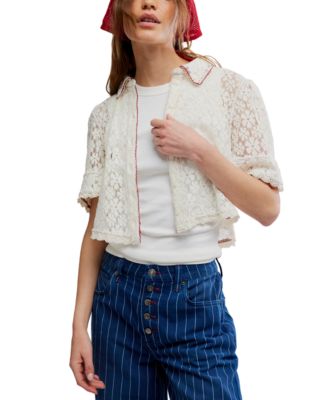 Free People - Women's Mannie Lace Button Down Collared Top