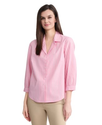 Jones New York - Petite Button Front Collared Top