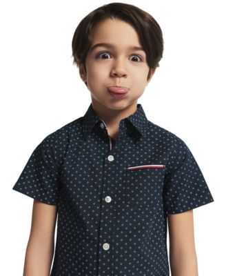 Tommy Hilfiger - Toddler Boys' 2T-5T Point Collar Shirt and Shorts, 2-Piece Set
