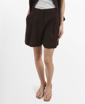 MANGO - Women's Straight Mid-Rise Bermuda Shorts