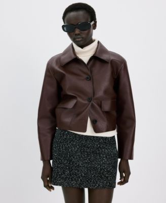 MANGO - Women's Faux-Leather Pockets Jacket