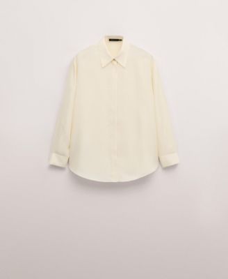 MANGO - Women's Silk Concealed Buttons Blouse