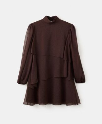 MANGO - Women's Ruffles Polka-Dot Dress