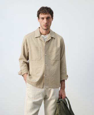 MANGO - Men's Bowling Collar Cotton Overshirt