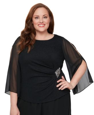 Alex Evenings - Plus Size Boat Neck Blouse