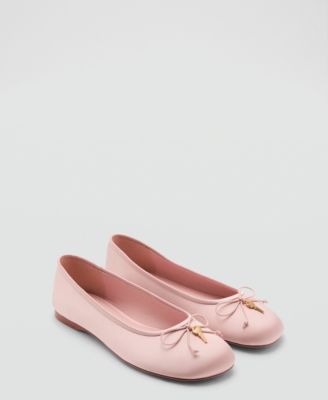 MANGO - Women's Bow And Charm Detail Ballet Flats