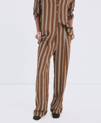 MANGO - Women's Pleated Striped Pants