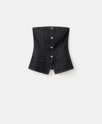 MANGO - Women's Strapless Denim Top