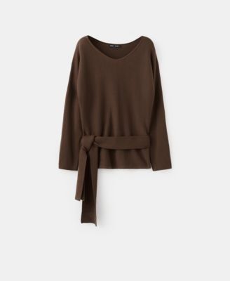 MANGO - Women's Knit Belt Sweater