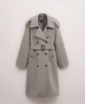 MANGO - Women's Double-Breasted Wool Trench Coat