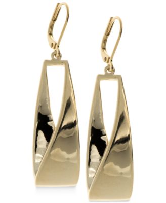 Anne Klein - Gold-Tone Twisted Metallic Drop Hoop Earrings
