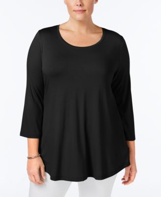 JM Collection - Plus Size Three-Quarter Sleeve Top