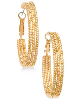 GUESS - Textured Hoop Earrings