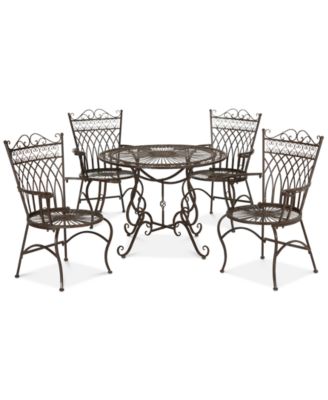 Safavieh - Donovan Outdoor 5-Pc. Dining Set (Dining Table & 4 Chairs), Quick Ship