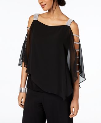 MSK - Embellished Cold-Shoulder Top