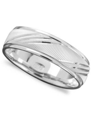 Macy's - Men's 14k White Gold Ring, Flash Band (Size 6-13)