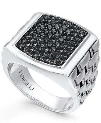 Macy's - Men's Sterling Silver Ring, Black Sapphire Square (2 ct. t.w.)