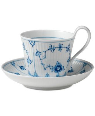Royal Copenhagen - Blue Fluted Plain High Handle Cup & Saucer