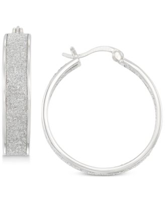 Simone I. Smith - Glitter Hoop Earrings in Sterling Silver