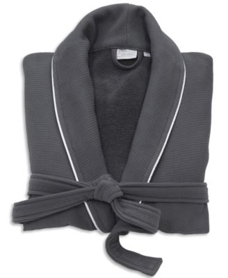 Linum Home - Waffle Terry Bath Robe with Satin Piped Trim
