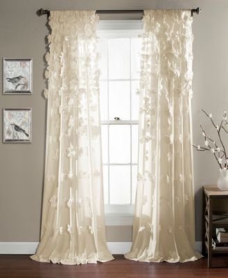 Lush Decor Riley Light Filtering Window Curtain Panel, Single Curtains for Bedroom - Bow Decor - Coquette Curtains for Windows image